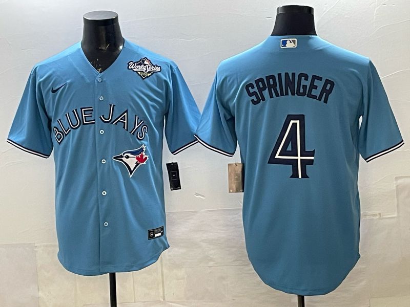 Men 2025 Nike Toronto Blue Jays #4 Springer Light Blue Game MLB Jersey 04